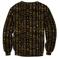 Ancient Pride Sweatshirt African Hieroglyphic Pattern, Eye of Horus, and Sacred Scarab Symbol - Wonder Print Shop