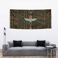 Ancient Pride Tapestry African Hieroglyphic Pattern, Eye of Horus, and Sacred Scarab Symbol - Wonder Print Shop