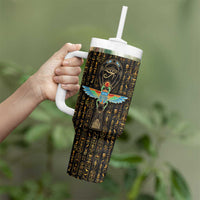 Ancient Pride Tumbler With Handle African Hieroglyphic Pattern, Eye of Horus, and Sacred Scarab Symbol - Wonder Print Shop