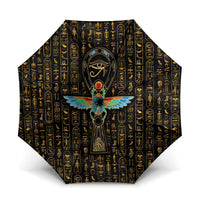 Ancient Pride Umbrella African Hieroglyphic Pattern, Eye of Horus, and Sacred Scarab Symbol - Wonder Print Shop