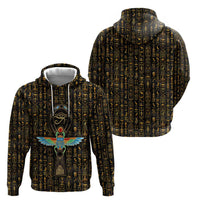 Ancient Pride Zip Hoodie African Hieroglyphic Pattern, Eye of Horus, and Sacred Scarab Symbol - Wonder Print Shop