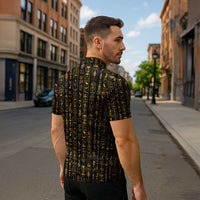 Ancient Pride Zipper Polo Shirt African Hieroglyphic Pattern, Eye of Horus, and Sacred Scarab Symbol - Wonder Print Shop