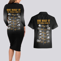 She Built It The World Uses It Couples Matching Long Sleeve Bodycon Dress and Hawaiian Shirt African Influential Women Innovators Timeline - Wonder Print Shop