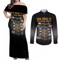 She Built It The World Uses It Couples Matching Off Shoulder Maxi Dress and Long Sleeve Button Shirt African Influential Women Innovators Timeline - Wonder Print Shop