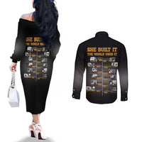 She Built It The World Uses It Couples Matching Off The Shoulder Long Sleeve Dress and Long Sleeve Button Shirt African Influential Women Innovators Timeline - Wonder Print Shop