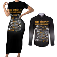 She Built It The World Uses It Couples Matching Short Sleeve Bodycon Dress and Long Sleeve Button Shirt African Influential Women Innovators Timeline - Wonder Print Shop