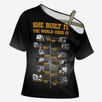 She Built It The World Uses It Cross Shoulder Shirt African Influential Women Innovators Timeline - Wonder Print Shop