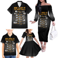 She Built It The World Uses It Family Matching Off The Shoulder Long Sleeve Dress and Hawaiian Shirt African Influential Women Innovators Timeline - Wonder Print Shop