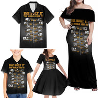 She Built It The World Uses It Family Matching Off Shoulder Maxi Dress and Hawaiian Shirt African Influential Women Innovators Timeline - Wonder Print Shop