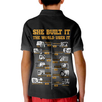 She Built It The World Uses It Kid Polo Shirt African Influential Women Innovators Timeline - Wonder Print Shop