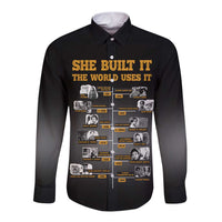 She Built It The World Uses It Long Sleeve Button Shirt African Influential Women Innovators Timeline - Wonder Print Shop