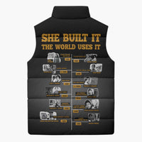 She Built It The World Uses It Sleeveless Puffer Jacket African Influential Women Innovators Timeline - Wonder Print Shop