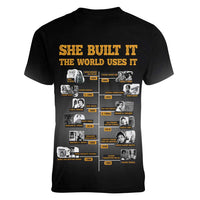 She Built It The World Uses It Women V-Neck T-Shirt African Influential Women Innovators Timeline - Wonder Print Shop