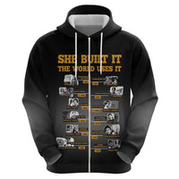 She Built It The World Uses It Zip Hoodie African Influential Women Innovators Timeline - Wonder Print Shop
