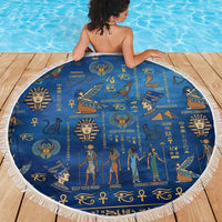Echoes of Kemet Beach Blanket African Pharaohs, Anubis and Symbolic Motifs - Wonder Print Shop