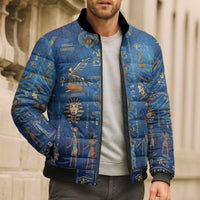 Echoes of Kemet Bomber Puffer Jacket African Pharaohs, Anubis and Symbolic Motifs - Wonder Print Shop