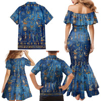Echoes of Kemet Family Matching Mermaid Dress and Hawaiian Shirt African Pharaohs, Anubis and Symbolic Motifs - Wonder Print Shop