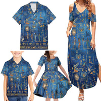 Echoes of Kemet Family Matching Summer Maxi Dress and Hawaiian Shirt African Pharaohs, Anubis and Symbolic Motifs - Wonder Print Shop
