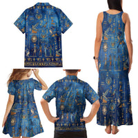 Echoes of Kemet Family Matching Tank Maxi Dress and Hawaiian Shirt African Pharaohs, Anubis and Symbolic Motifs - Wonder Print Shop