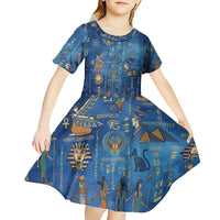 Echoes of Kemet Kid Short Sleeve Dress African Pharaohs, Anubis and Symbolic Motifs - Wonder Print Shop