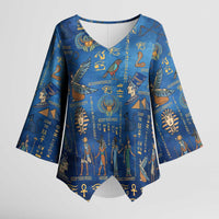 Echoes of Kemet Kimono Sleeve Blouse African Pharaohs, Anubis and Symbolic Motifs - Wonder Print Shop
