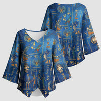 Echoes of Kemet Kimono Sleeve Blouse African Pharaohs, Anubis and Symbolic Motifs - Wonder Print Shop