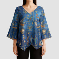 Echoes of Kemet Kimono Sleeve Blouse African Pharaohs, Anubis and Symbolic Motifs - Wonder Print Shop