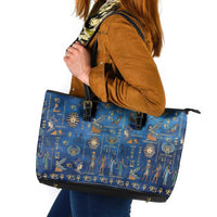 Echoes of Kemet Leather Tote Bag African Pharaohs, Anubis and Symbolic Motifs - Wonder Print Shop
