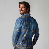 Echoes of Kemet Long Sleeve Polo Shirt African Pharaohs, Anubis and Symbolic Motifs - Wonder Print Shop