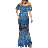 Echoes of Kemet Mermaid Dress African Pharaohs, Anubis and Symbolic Motifs - Wonder Print Shop