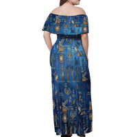 Echoes of Kemet Off Shoulder Maxi Dress African Pharaohs, Anubis and Symbolic Motifs - Wonder Print Shop