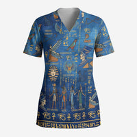Echoes of Kemet Scrub Top African Pharaohs, Anubis and Symbolic Motifs - Wonder Print Shop