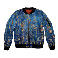 Echoes of Kemet Sleeve Zip Bomber Jacket African Pharaohs, Anubis and Symbolic Motifs - Wonder Print Shop