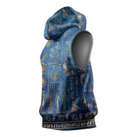 Echoes of Kemet Sleeveless Hoodie African Pharaohs, Anubis and Symbolic Motifs - Wonder Print Shop