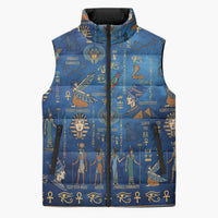 Echoes of Kemet Sleeveless Puffer Jacket African Pharaohs, Anubis and Symbolic Motifs - Wonder Print Shop