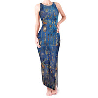 Echoes of Kemet Tank Maxi Dress African Pharaohs, Anubis and Symbolic Motifs - Wonder Print Shop
