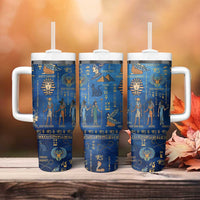 Echoes of Kemet Tumbler With Handle African Pharaohs, Anubis and Symbolic Motifs - Wonder Print Shop