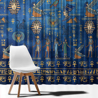 Echoes of Kemet Window Curtain African Pharaohs, Anubis and Symbolic Motifs - Wonder Print Shop