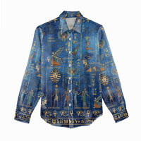 Echoes of Kemet Women Casual Shirt African Pharaohs, Anubis and Symbolic Motifs - Wonder Print Shop