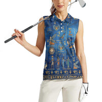 Echoes of Kemet Women Sleeveless Polo Shirt African Pharaohs, Anubis and Symbolic Motifs - Wonder Print Shop