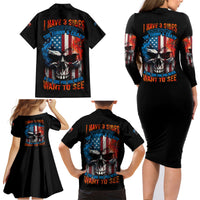 I Have Three Sides Skull Flag Family Matching Long Sleeve Bodycon Dress and Hawaiian Shirt - Wonder Print Shop