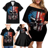 I Have Three Sides Skull Flag Family Matching Off Shoulder Short Dress and Hawaiian Shirt - Wonder Print Shop