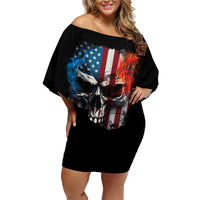 I Have Three Sides Skull Flag Family Matching Off Shoulder Short Dress and Hawaiian Shirt - Wonder Print Shop