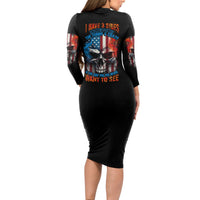 I Have Three Sides Skull Flag Long Sleeve Bodycon Dress - Wonder Print Shop