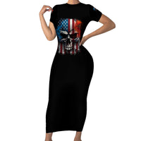 I Have Three Sides Skull Flag Short Sleeve Bodycon Dress - Wonder Print Shop