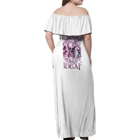 Stuck Between Idk Idc And IDGAF Skull Family Matching Off Shoulder Maxi Dress and Hawaiian Shirt - Wonder Print Shop