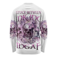 Stuck Between Idk Idc And IDGAF Skull Long Sleeve Shirt - Wonder Print Shop