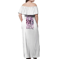 Stuck Between Idk Idc And IDGAF Skull Off Shoulder Maxi Dress - Wonder Print Shop