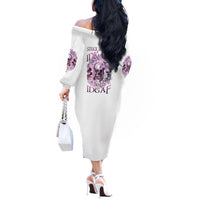 Stuck Between Idk Idc And IDGAF Skull Off The Shoulder Long Sleeve Dress - Wonder Print Shop
