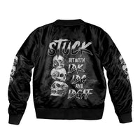 Stuck Between Idk Idc Idgaf Sleeve Zip Bomber Jacket - Wonder Print Shop